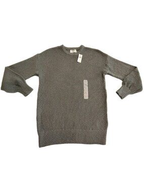 Old Navy Long Sleeve Tunic length Knit Crochet Sweater Women Gray Size Small